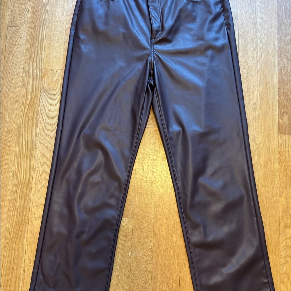 LOFT Dark Brown Faux Leather Pants Black Faux Leather Pants